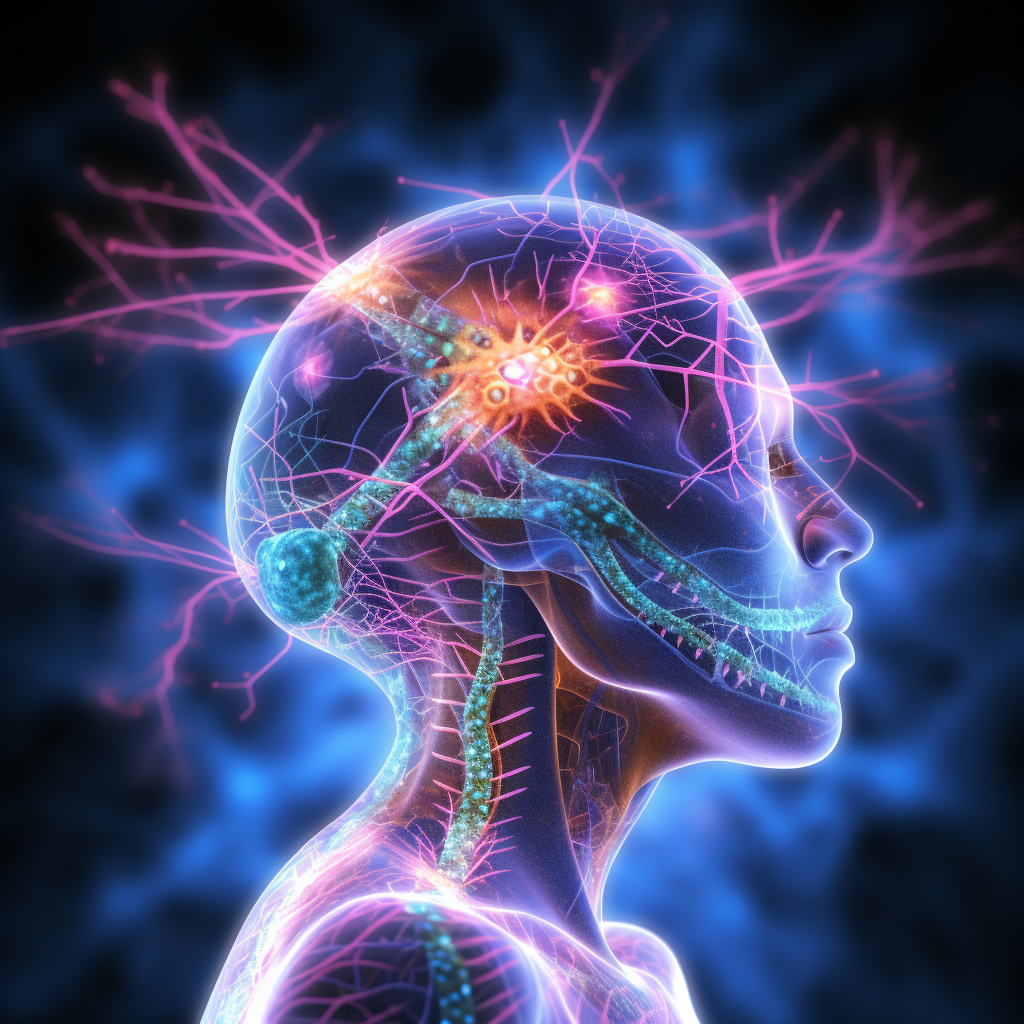 Illustration depicting the interaction between probiotics and the central nervous system, highlighting the gut-brain connection in maintaining mental health.