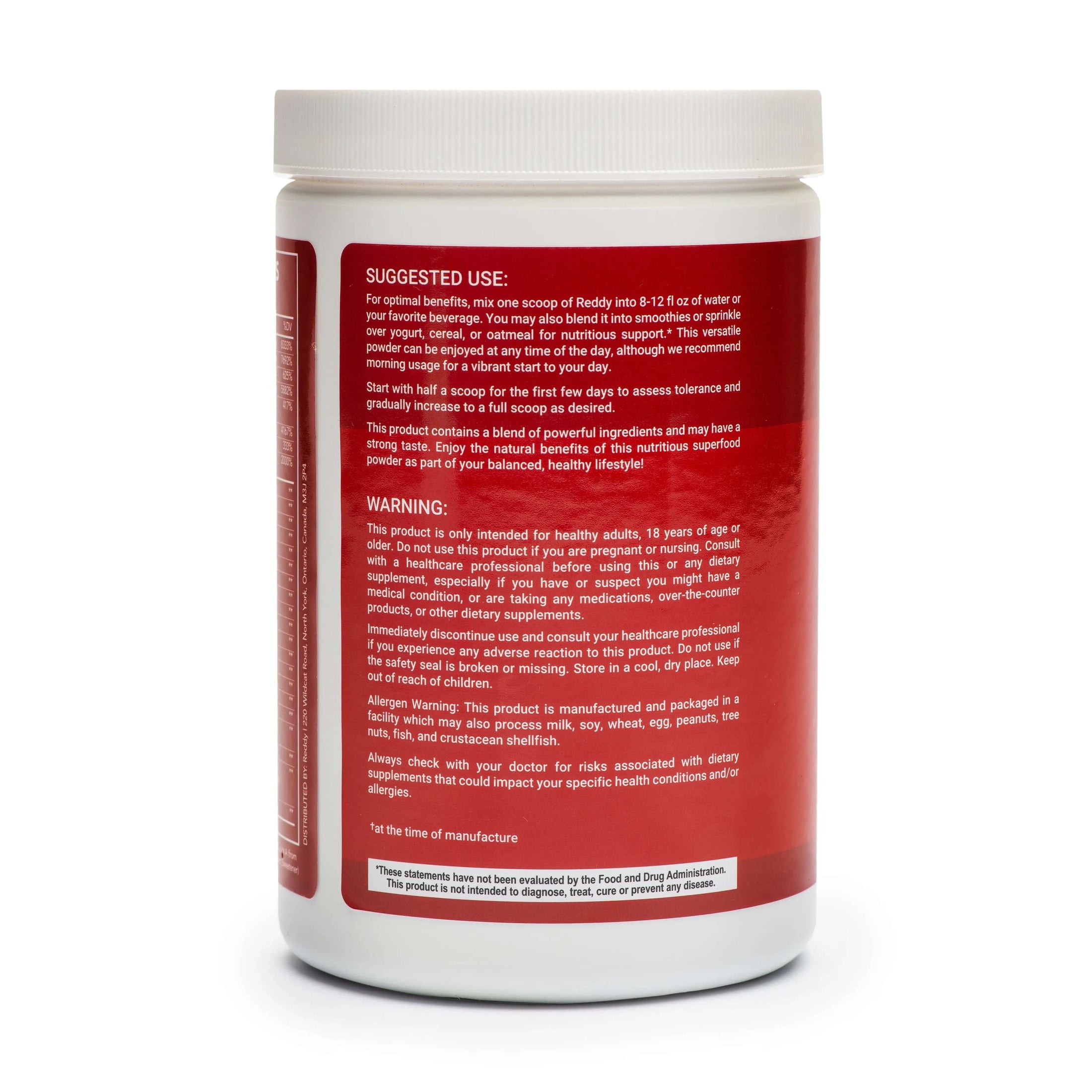 Directions of use for Reddy Red Superfood Powder