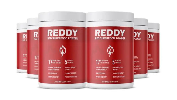 Reddy Organic Superfood Supplement 6-Bottle Mega Bundle - Packed with Beet Root Powder, Acerola, Acai, Prebiotic Fiber, Probiotics, Vitamins B & C, Vegan, Non-GMO, 180 Servings